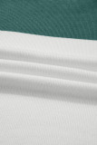 Green Color Block Plain Ribbed Knit Baggy Sweater