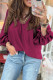 Violet Leopard Trim V Neck Flounced Bracelet Sleeve Blouse