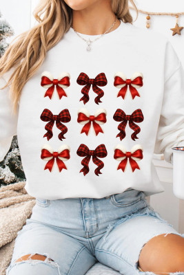 White Festive Bow Graphic Christmas Holiday Classic Sweatshirt