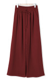 Burgundy Tied Elastic High Waist Pleated Detail Solid Sweatpants