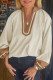Jet Stream Color Block Patchwork Detail V Neck Textured Long Sleeve Blouse