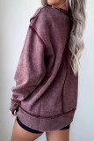 Red Sandalwood Mineral Wash Exposed Seam Side Slit Sweatshirt