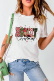 White Western HOWDY Christmas Festive Letter Printed Crew Neck T Shirt