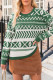 Dark Green Abstract Print Pullover Sweater