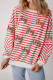 Orange Stripe Sequined Joy Pattern Patchwork Sleeve Round Neck Sweatshirt