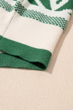 Dark Green Abstract Print Pullover Sweater