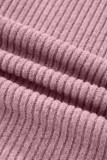 Pink Ribbed Texture Drop Shoulder Henley Knit Top