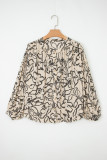 Gray Morn Floral Print Batwing Sleeve Buttoned Loose Fit Shirt