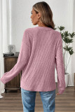 Pink Ribbed Texture Drop Shoulder Henley Knit Top