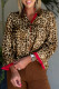 Brown Fierce Leopard Allure Contrast Ruffle Trim V Neck Shirt