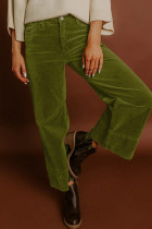Vineyard Green Corduroy Solid Color High Waist Wide Leg Pants