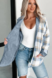 Stone Blue Plaid Corduroy Reversible Button Up Shacket