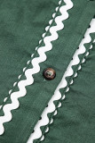 Canton Contrast Ricrac Trim Button V Neck Knotted Bracelet Sleeve Shift Dress