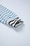 Multicolour Striped Color Block Patchwork Half Zip Drop Shoulder Long Sleeve Top