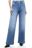 Sky Blue Double Button Zip Fly Straight Leg Jeans