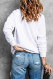 White xoxo Glitter Trim Brushstroke Heart Printed Pullover Sweatshirt