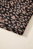 Black Leopard Print Bubble Sleeve Shift Mini Dress