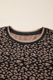 Black Leopard Print Bubble Sleeve Shift Mini Dress