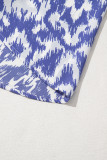Sky Blue Geometric Print V Neck Casual Long Dress