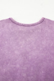 Orchid Bouquet Mineral Wash Big Bow Patchwork Pullover Sweatshirt