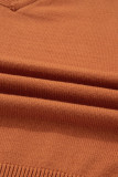 Desert Gold Colorblock Raw Edge Bubble Sleeve V Neck Sweater