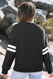 Black MARDI GRAS Crayfish Printed Varsity Striped Drop Shoulder Sweatshirt