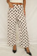 White Polka Dot Print Patched Pocket Loose Pants