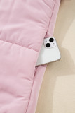 Pink Stand Neck Flutter Sleeve Snap Button Puffer Vest