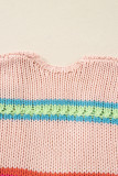 Multicolour Open Front Striped Pattern Knit Oversize Cardigan