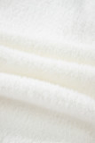 White Fuzzy Buttoned Front Midi Solid Cardigan