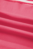 Pink Stripe Color Block Patchwork Drop Shoulder Long Sleeve Tunic Top