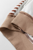 Brown Stripe Colorblock Patchwork Contrast Stitching Oversize Sweatshirt