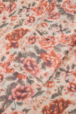 Pink Plus Size Floral Mock Neck Long Sleeve Slim Top