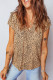 Apricot Cheeath Print Frilled V Neck Shirred Detail Short Sleeve Blouse
