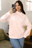 Light Pink Oversize Blessed Embroidered Mock Neck Sweatshirt