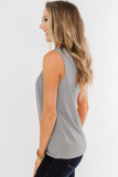 Gray Pleated Round Neck Sleeveless Top
