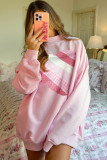Light Pink Sweetheart Patchwork Mockneck Oversize Sweatshirt