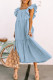 Sky Blue Ruffled Flutter Sleeve Square Neck Textured Tiered Maxi Dress