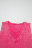 Rose Red Mineral Wash V Neck Tank Top