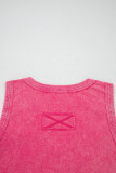 Rose Red Mineral Wash V Neck Tank Top