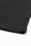 Black Textured V-Neck Dropped Shoulder Plus T-Shirt