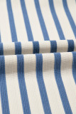 Sky Blue Stripe Tie V Neck Sleeveless Side Slit Midi Dress