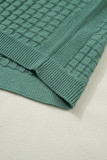 Mist Green Plus Size Solid Color Textured Knit Short Sleeve Sweater