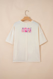 Jet Stream Floral Patched Raw Seam Big Flower Oversize Tee