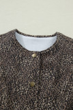 Brown Leopard Print Slim Denim Vest