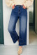 Sky Blue Chic Seam Detail Raw Hem Barrel Jeans
