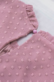 Pink Swiss Dot Sleeveless Ruffle Tank