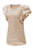 Casual Wavy Textured Ruffle Sleeve Top