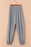 Gray Smocked High Waist Joggers