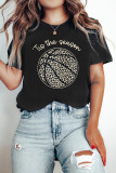 Black Leopard Basketball Printed Crew Neck Tee